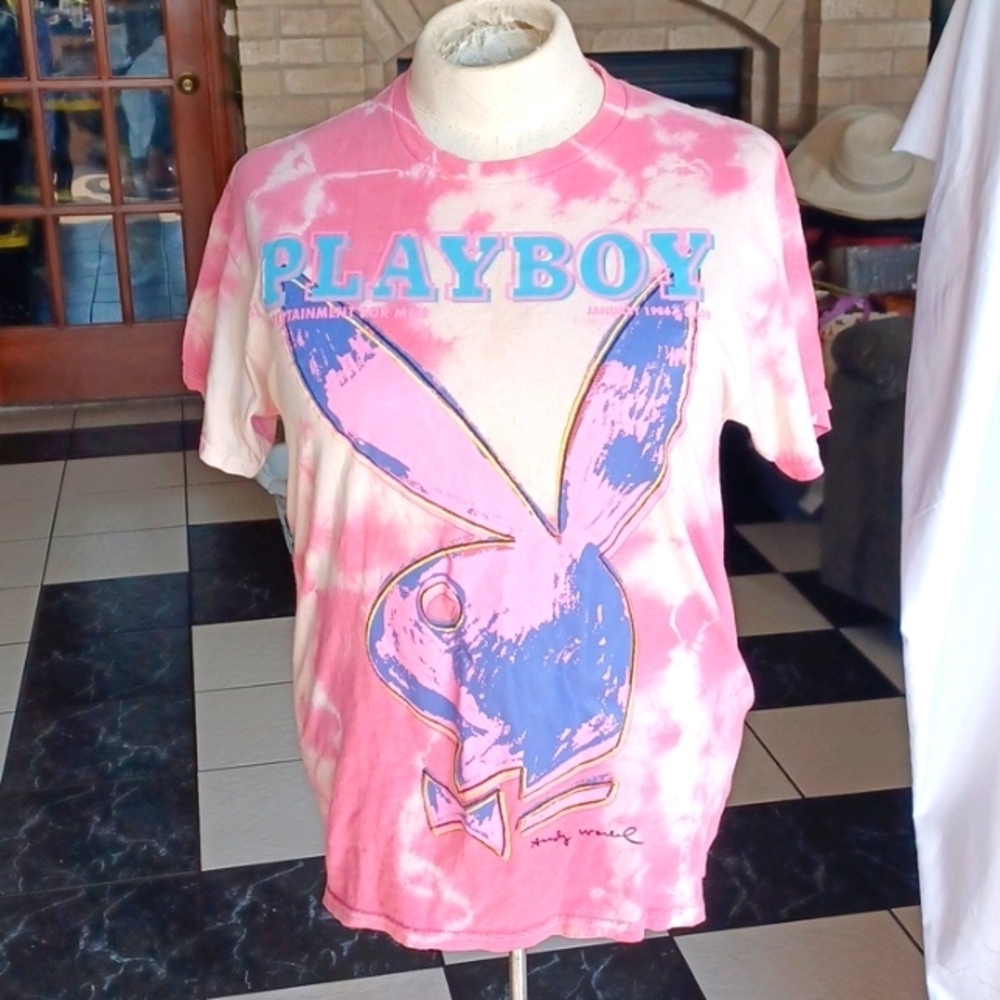 Andy Warhol for Playboy TieDye Graphic Tee, Sz L, 20" PTP, 28" L